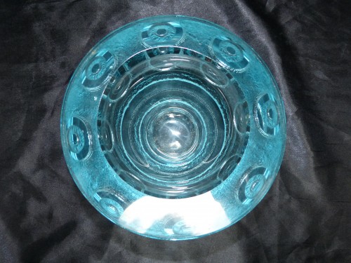 Art Déco - Daum Nancy Coupe art déco Bleue Verre gravé en relief