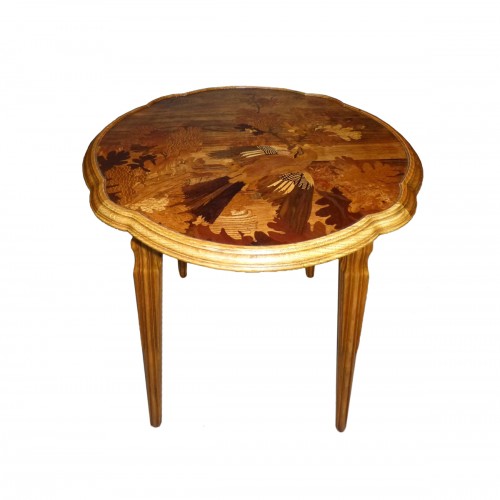 Emile Gallé, table basse Art Nouveau - Le geai des chênes