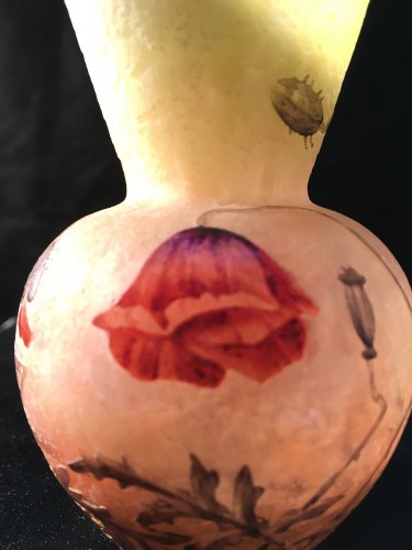 Daum - Vase émaillé Coquelicots Art nouveau - Art nouveau