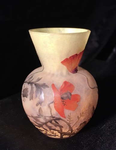 Antiquités - Daum - Vase émaillé Coquelicots Art nouveau