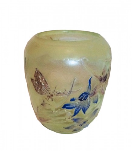 Emile Gallé - Orchid and butterfly vase