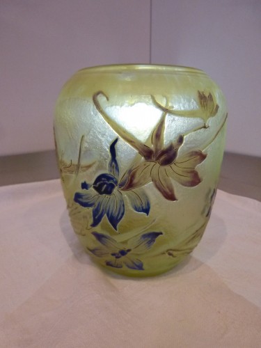 Verrerie, Cristallerie  - Emile Gallé - Vase orchidées et papillon
