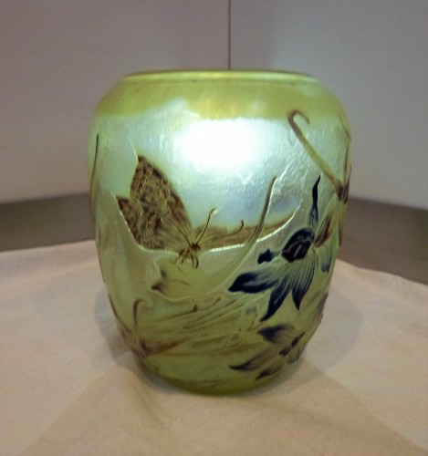XXe siècle - Emile Gallé - Vase orchidées et papillon
