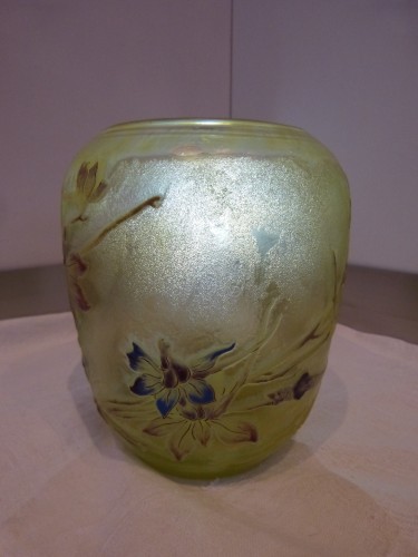 Emile Gallé - Vase orchidées et papillon - Art nouveau