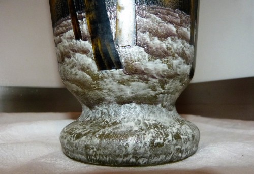 Antiquités - Daum Nancy - Grand vase Art nouveau, Paysage de neige