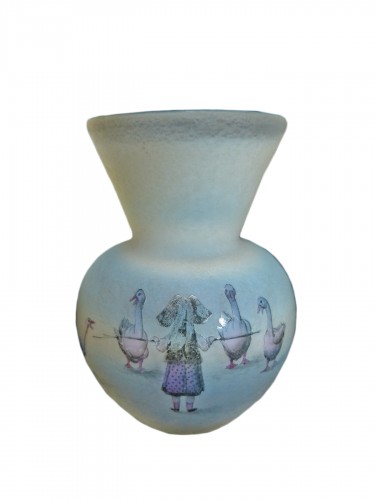 Daum Nancy -  Vase Art nouveau La gardienne d'oies