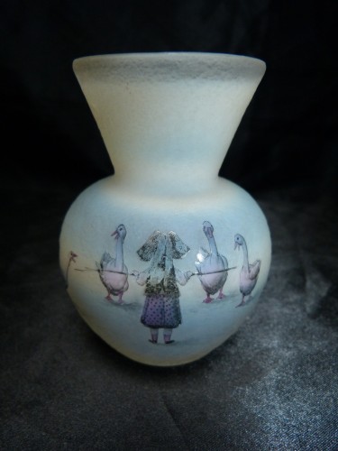 Daum Nancy -  Vase Art nouveau La gardienne d'oies - Verrerie, Cristallerie Style Art nouveau