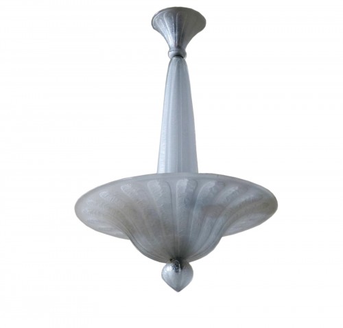 Daum Nancy, art deco chandelier in engraved and frosted glass