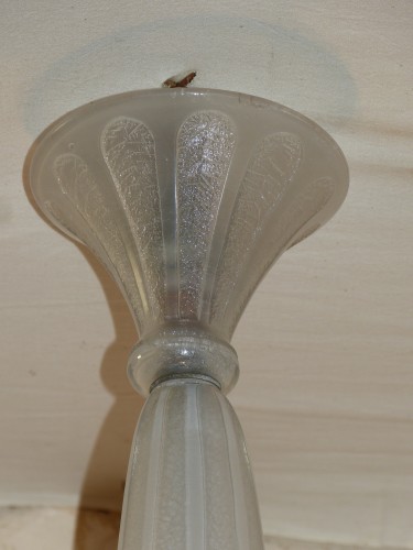 Daum Nancy, art deco chandelier in engraved and frosted glass - 