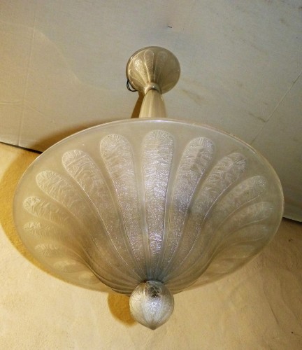 Daum Nancy, art deco chandelier in engraved and frosted glass - Art Déco