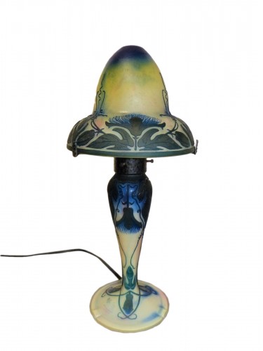 Müller Frères Luneville - Mushroom lamp with thistle decoration