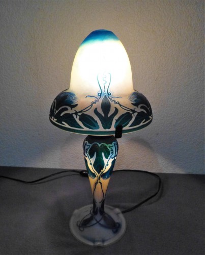 Müller Frères Luneville - Mushroom lamp with thistle decoration - Art nouveau