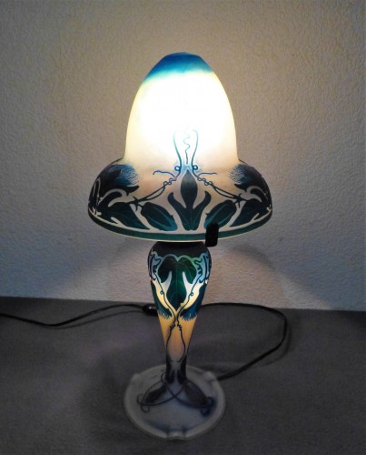 Müller Frères Luneville - Lampe Champignon décor Chardons - Art nouveau