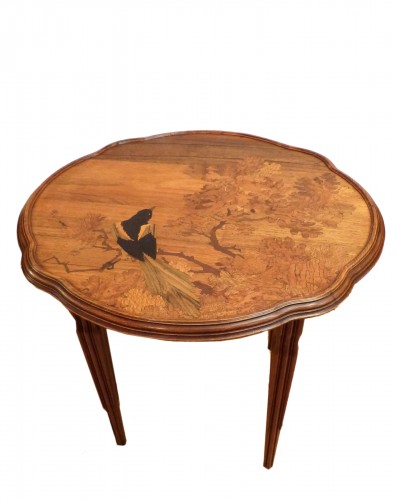 Emile Gallé, table basse Art Nouveau - La Pie dans le chêne