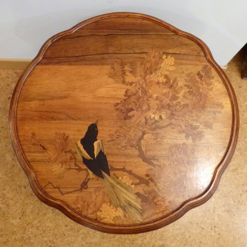 Emile Gallé, table basse Art Nouveau - La Pie dans le chêne - Mobilier Style Art nouveau