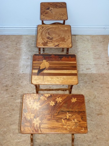 Emile Gallé - Series of nesting tables with the four seasons - Art nouveau