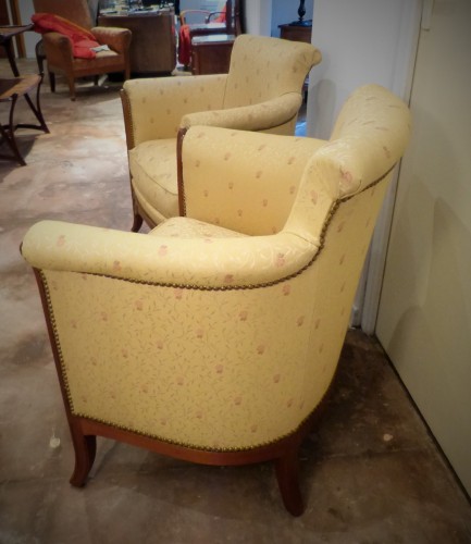 Seating  - Pair of art nouveau mahogany Bergères attributed to Gauthier Poinsignon 