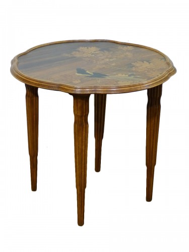 Emile Gallé, Art Nouveau coffee table - Magpie in the oak