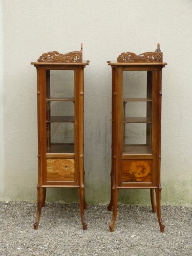 Emile Gallé - Pair of Art Nouveau umbel display cabinets - 