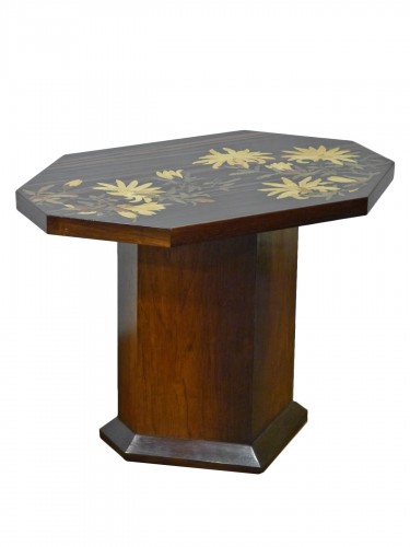 Emile Gallé - Art nouveau coffee table with Japanese decoration Magnolia