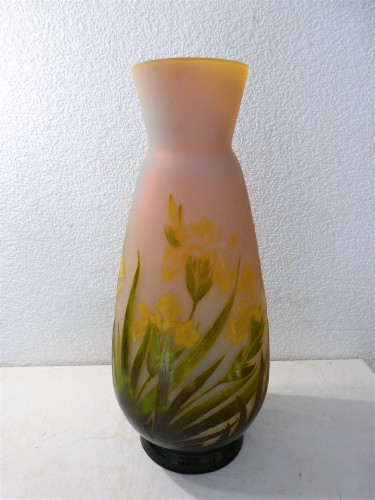 20th century - Emile Gallé - Very large Art Nouveau vase with irises