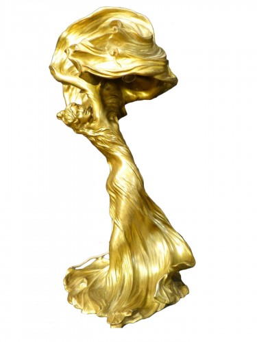 Raoul LARCHE (1860 - 1912) -  Loïe Füller Lampe de table Bronze doré
