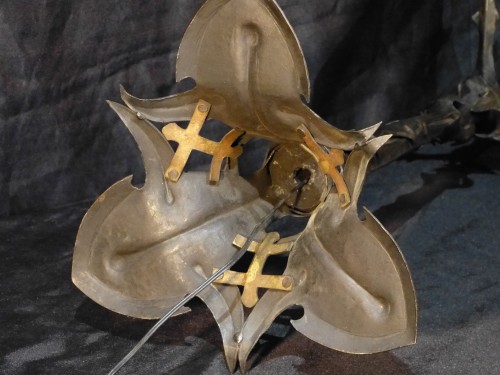 Antiquités - Daum et Majorelle -  Lampe Art nouveau "Aux Chardons"