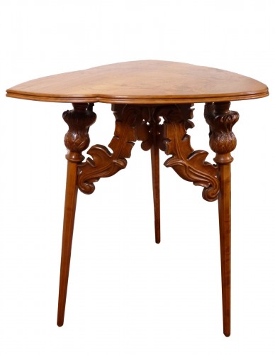 Emile Gallé - Table guéridon Art nouveau aux Chardons