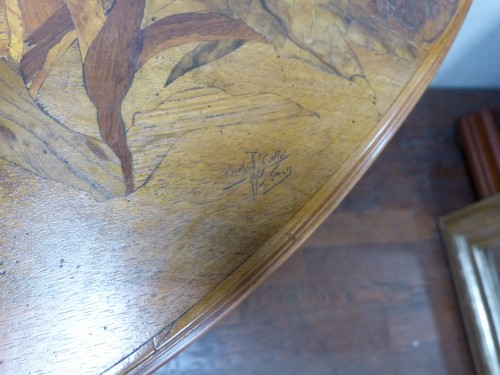 Emile Gallé - Art nouveau pedestal table with thistles - 