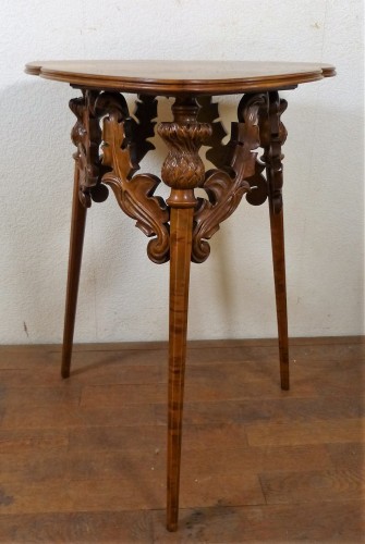 XXe siècle - Emile Gallé - Table guéridon Art nouveau aux Chardons