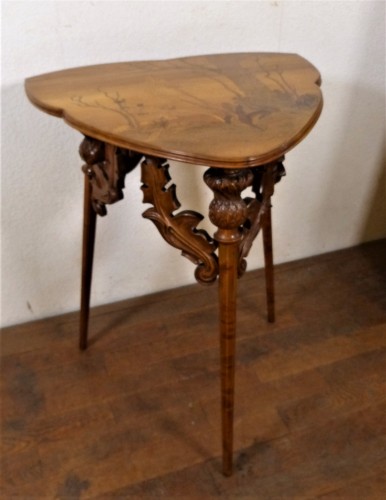 Emile Gallé - Art nouveau pedestal table with thistles - Art nouveau