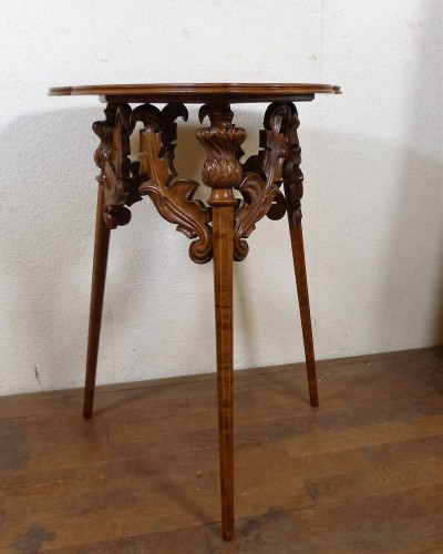 Art nouveau - Emile Gallé - Table guéridon Art nouveau aux Chardons