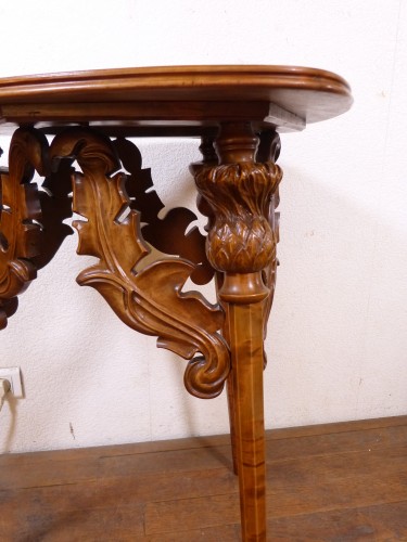 Antiquités - Emile Gallé - Table guéridon Art nouveau aux Chardons