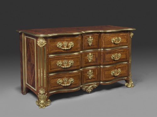 Commode en arbalète d'époque Louis XIV-Régence