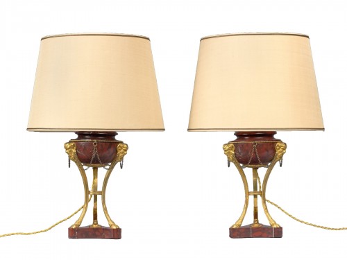 Pair of Athenian cassolettes mounted as lamps, late 18th century