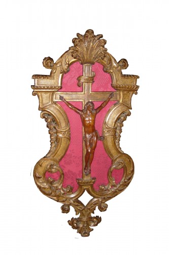 Boxwood Christ in original frame, Régence period