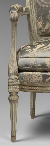Sièges Fauteuil & Bergère - Rare paire de fauteuils estampillée J-B Boulard, époque Louis XVI
