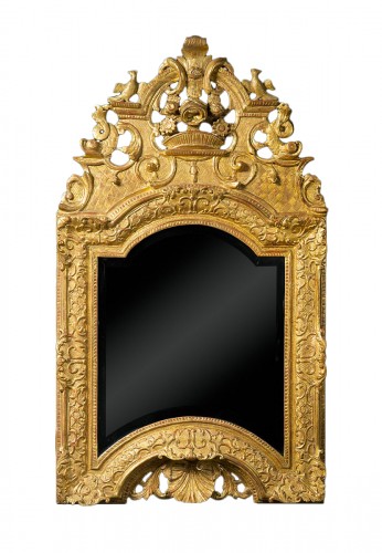 Louis XIV period carved and gilded wood mirror