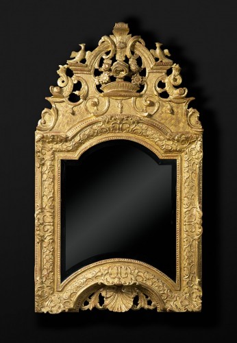 Louis XIV period carved and gilded wood mirror - Mirrors, Trumeau Style Louis XIV