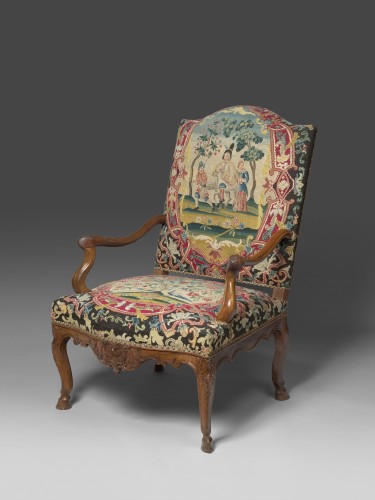 18th century - Rare Regence period settee and four large armchairs