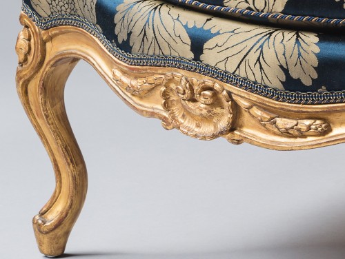 XVIIIe siècle - Suite de quatre larges fauteuils estampillée Gourdin, époque Louis XV