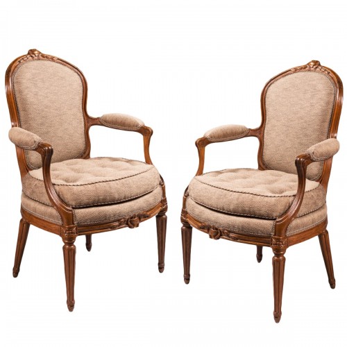 A Pair of Transition Louis XV-Louis XVI armchairs stamped Boulard
