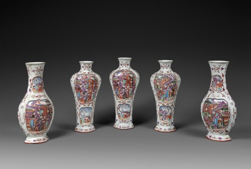 Garniture de cinq vase époque Qianlong - Arts d