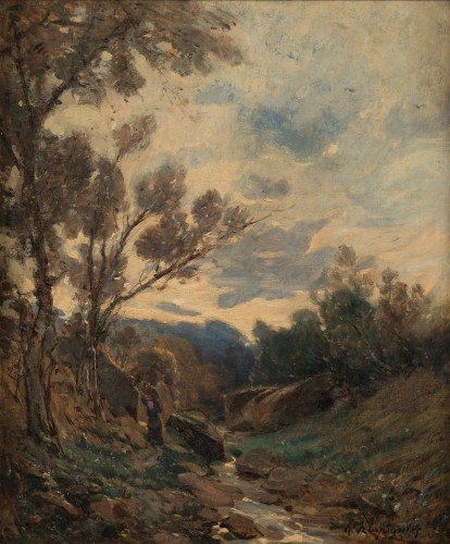 Henri Joseph Harpignies (1819 -1916) - Fagoteuse at the edge of the brook