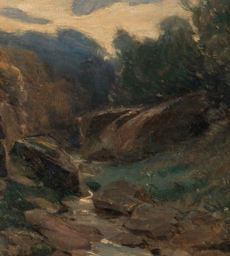 Paintings & Drawings  - Henri Joseph Harpignies (1819 -1916) - Fagoteuse at the edge of the brook