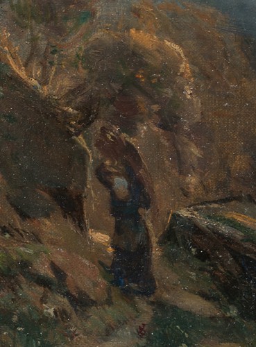 Henri Joseph Harpignies (1819 -1916) - Fagoteuse au bord du Ruisseau - Galerie Wanecq