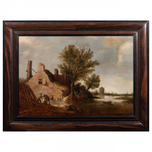 Landscape- Dutch school following Jan van Goyen ( 1596-1656 )