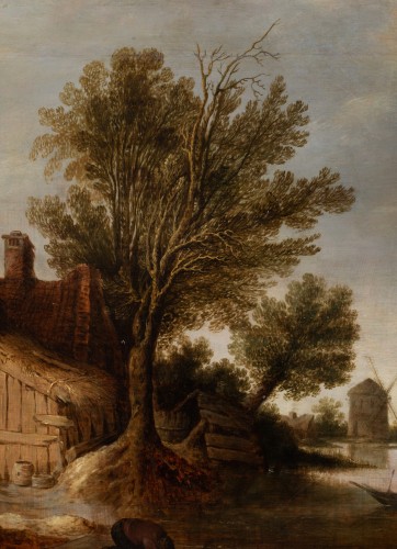 17th century - Landscape- Dutch school following Jan van Goyen ( 1596-1656 )