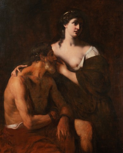 The Roman charity attributed to Daniel Seiter around 1670 - Paintings & Drawings Style Louis XIV