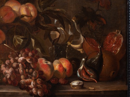 Still life with parrot and fruits Attributed to David de CONINCK  - Louis XIV